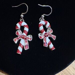 Candy Cane Earrings with Red and White Stripes